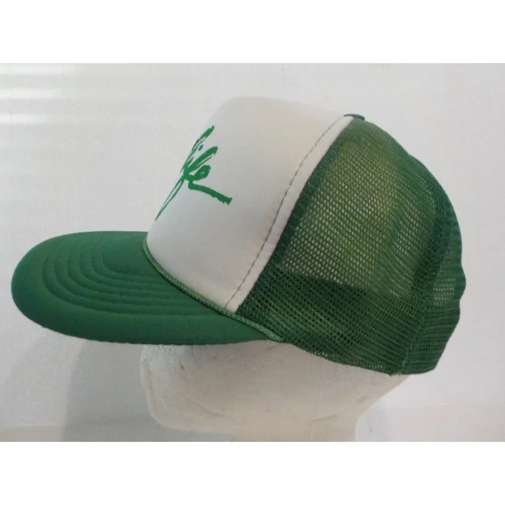 VTG Safety is For Life Trucker Hat Ball Cap Green / White Regular Size Headmost